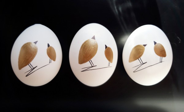 Perlhuhn Gold GänseEi Trio Ostereier